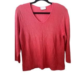 Sarah Arizona coral‎ Red color V-Neck Sweater